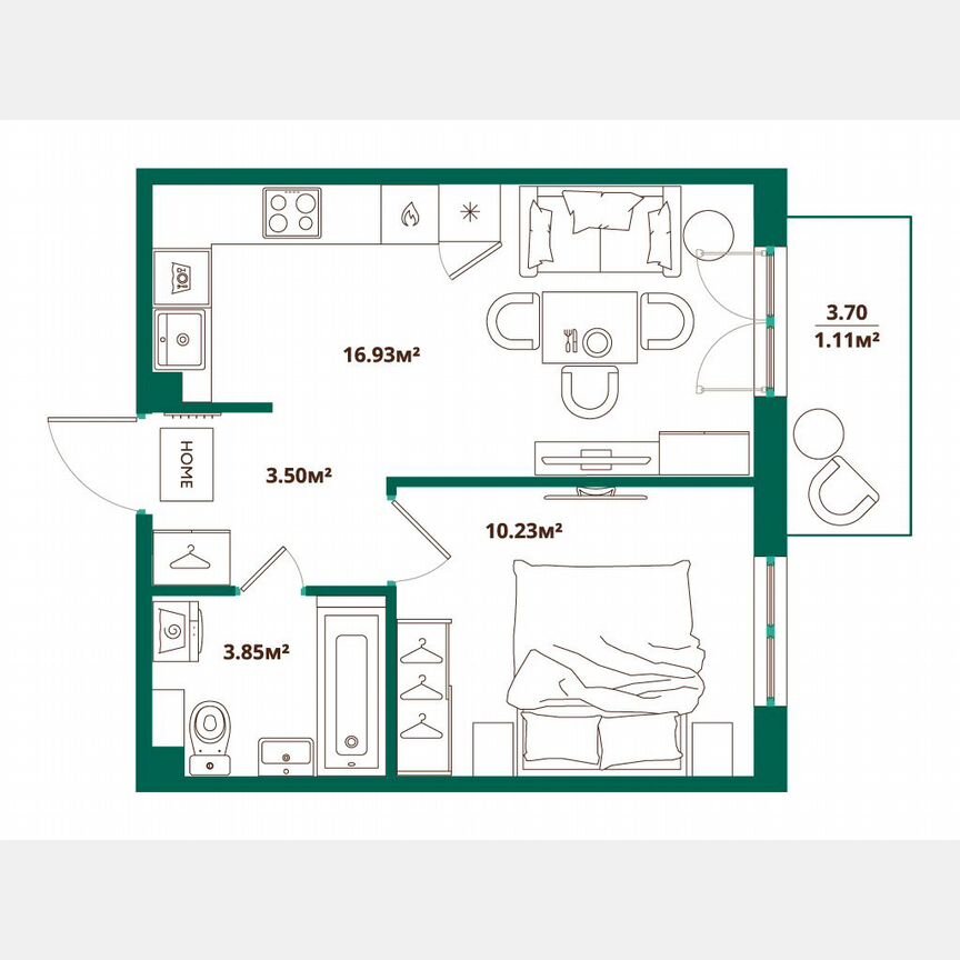 1-к. квартира, 35,6 м², 7/12 эт.