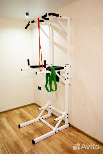 Турник брусья пресс напольный до 200 кг белый