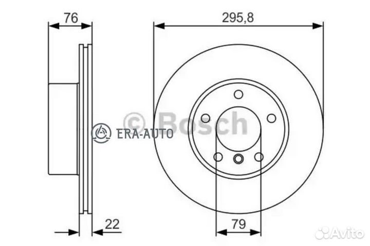 Bosch 0986479R72 Диск торм. пер.вент.296x22 5 отв