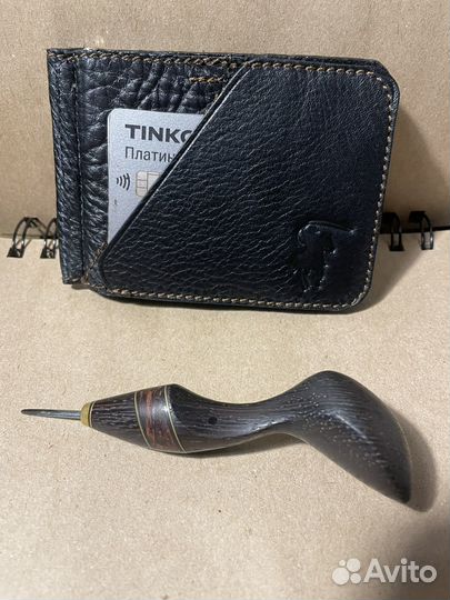 Зажим для денег кожаный ручной работы