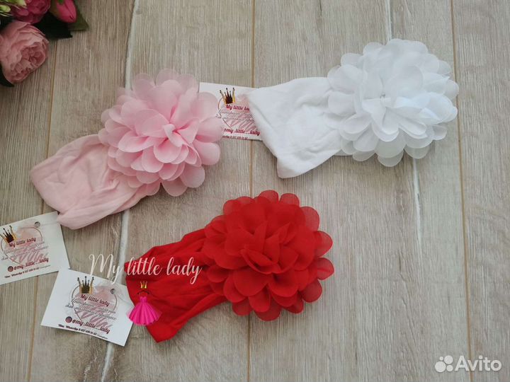 Повязка на голову для девочки большой цветок новая