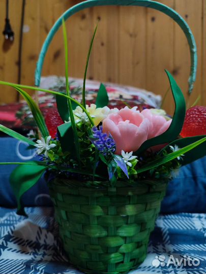 Корзина с цветами, мыло ручной работы