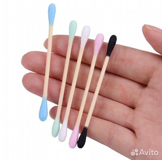 Ватные палочки, разноцветные 200 шт/уп