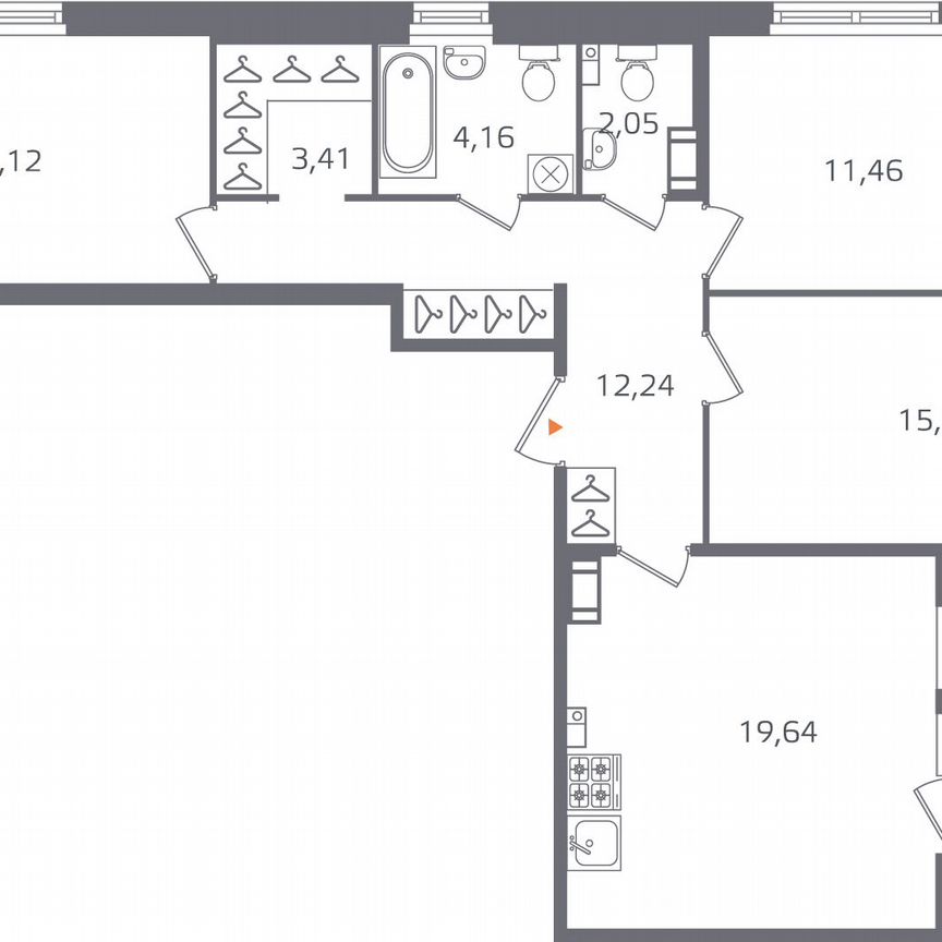 3-к. квартира, 85,9 м², 7/16 эт.