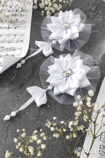 Бантики для волос ручной работы на 1 сентября