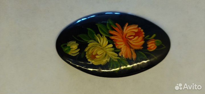 Брошь металл, ручная роспись. СССР