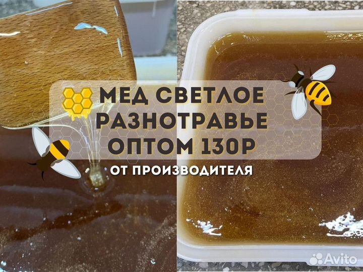 Мёд натуральный.Разнотравье светлое. 2023г оптом