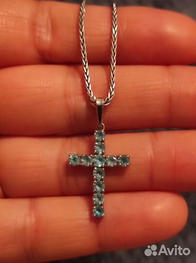 Крестик и цепочка sokolov 925, топазы
