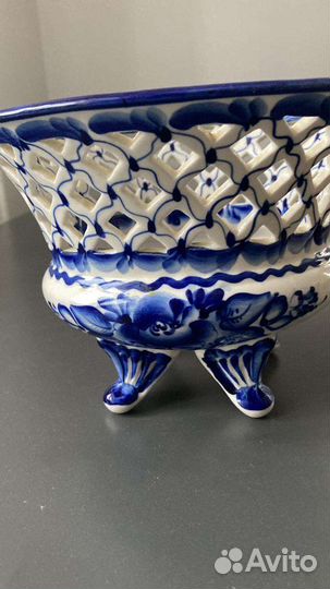 Ваза фруктовница Гжель авторская работа