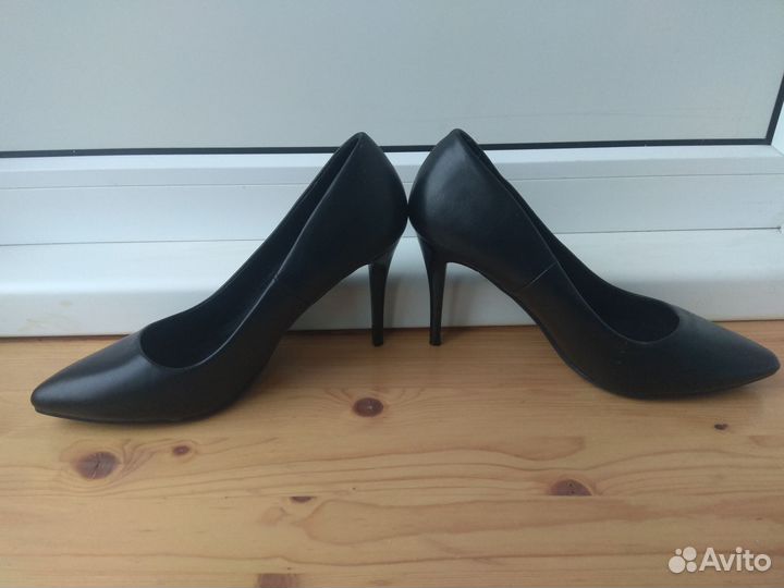 Черные кожаные Туфли лодочки