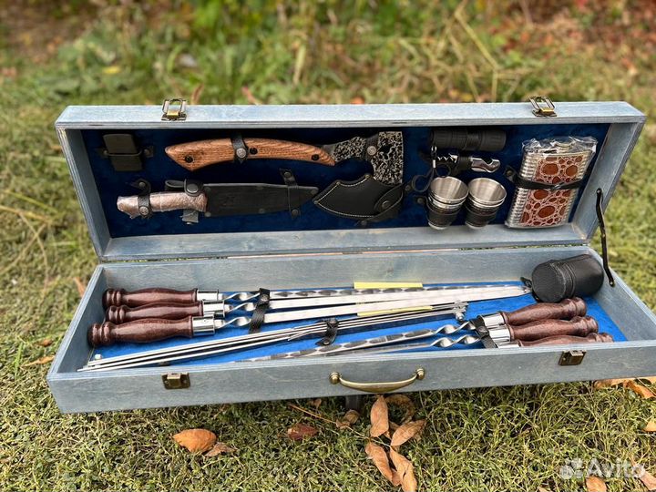 Шашлычный набор в деревянном чемодане № 20