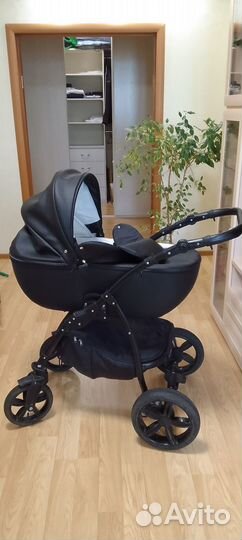 Коляска Peppy 2 в 1, черная кожа