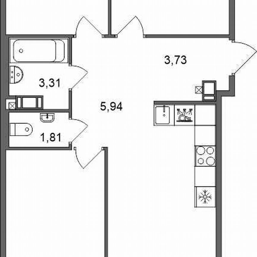 3-к. квартира, 77,2 м², 2/5 эт.