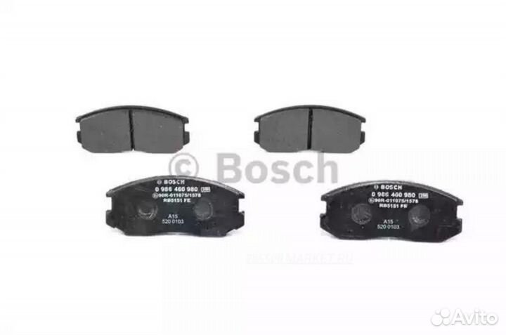 Bosch 0 986 460 980 Колодки тормозные дисковые пер