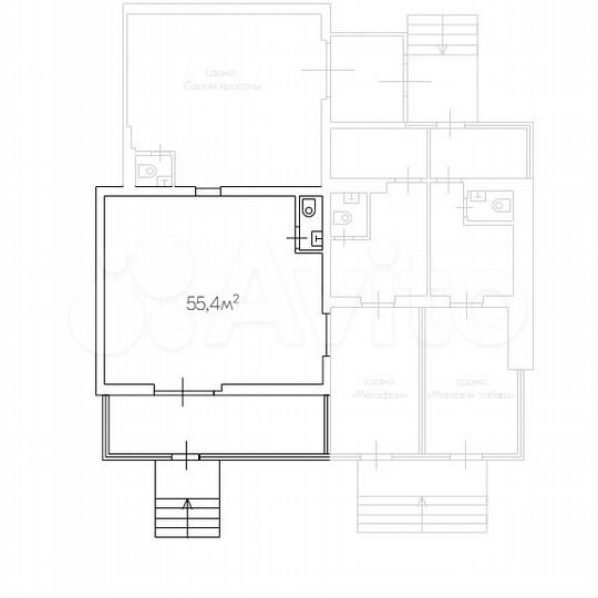 Свободного назначения, 55.4 м²