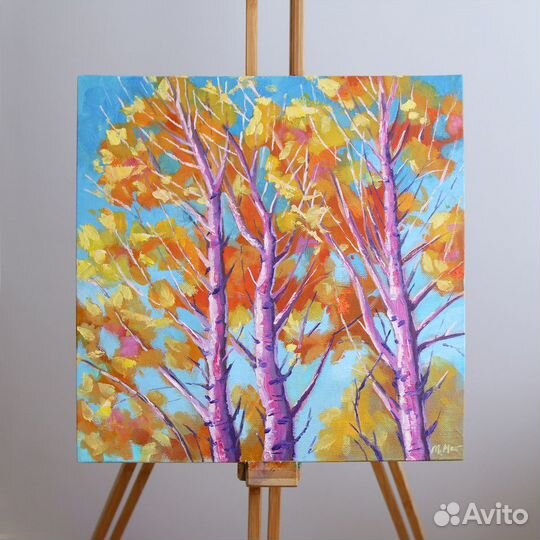 Картина маслом осенний пейзаж Деревья