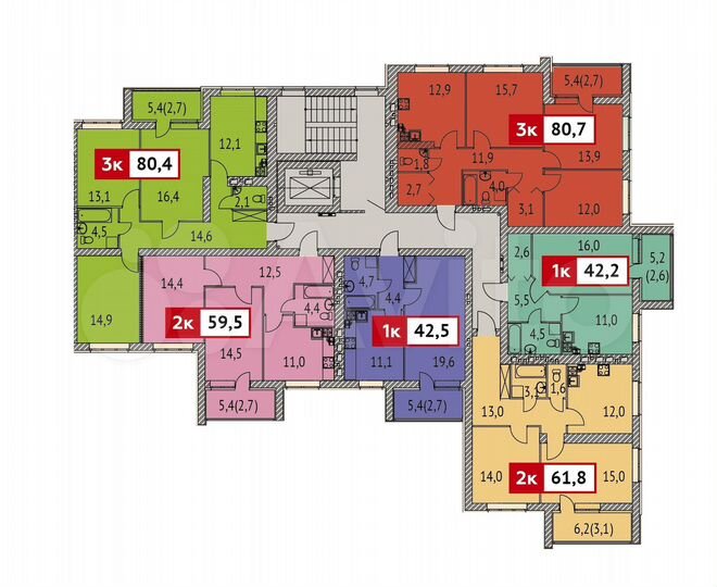 2-к. квартира, 61,8 м², 2/9 эт.