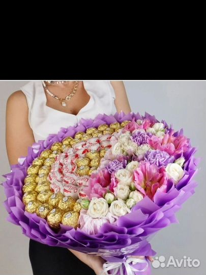 Съедобные букеты из конфет/зефира/маршмэлло