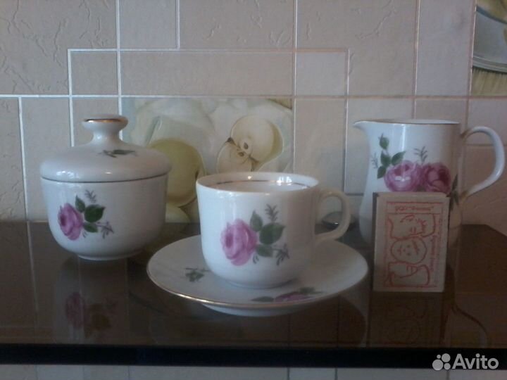 Кофейная пара, молочник и сахарница Кахла, гдр