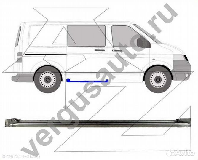 Порог сдвижной двери VW Transporter T5 (Klokkerhol