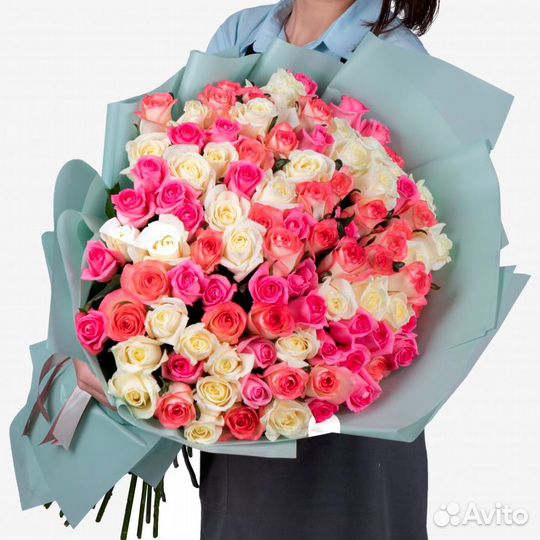 Букет из 101 розы «Ассорти Макс» 70 см