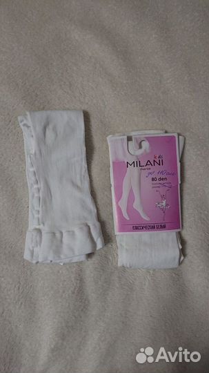 Белые капроновые колготки р.104 (2шт)