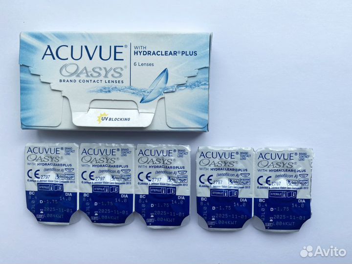 Линзы контактные Acuvue Oasys -1,75 двухнедельные