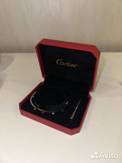 Cartier браслет love белое золото, 4 бриллианта