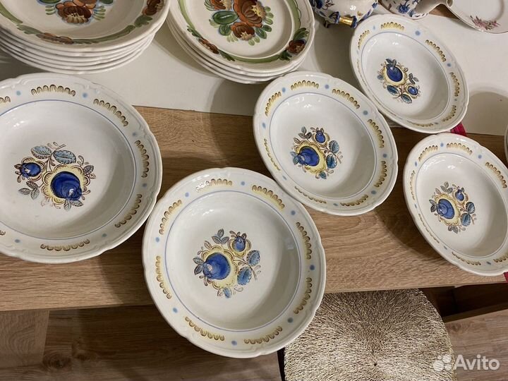 Зик пионы синие СССР посуда