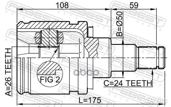 ШРУС внутренний перед лев 0111AZT250LH Febest