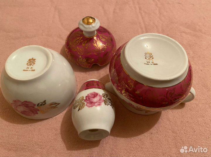 Молочник-сливочник, солонка, сахарница