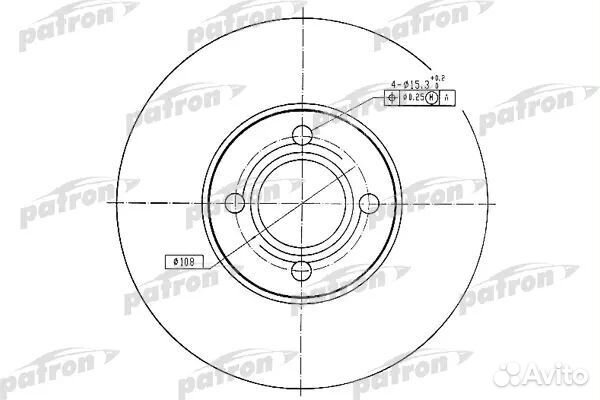 Patron PBD1526 Диск тормозной задн audi 100 82-88