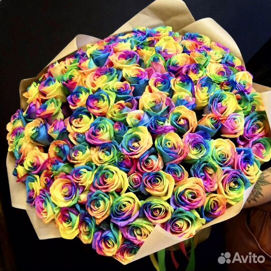 Букет радужных роз 11 21 31 51