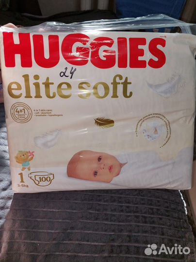 Подгузники Хаггис элит софт 1, 3-5 кг, 100 шт