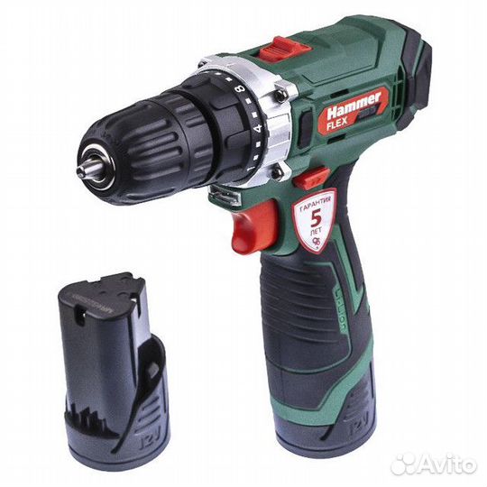 Дрель-шуруповерт hammer ACD12A 12В Li-Ion 1,5Ач 2а