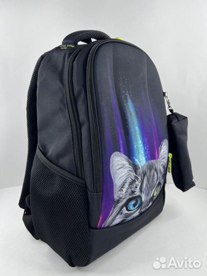 Рюкзак школьный, с кошкой, SkyName
