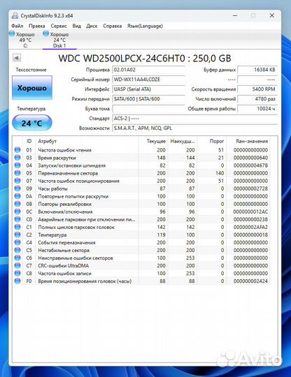 Жесткий диск HDD 2.5 250гбт