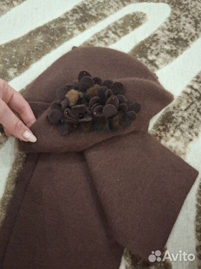 Берет+шарф из кашемира и шерсти