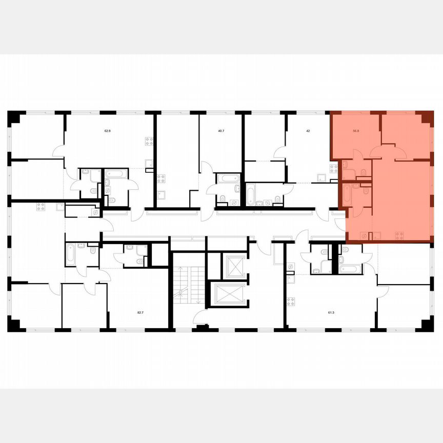 2-к. квартира, 56,8 м², 22/22 эт.