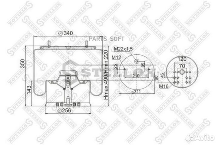 Stellox 9048813SX 90-48813-SX пневмоподушка со ста