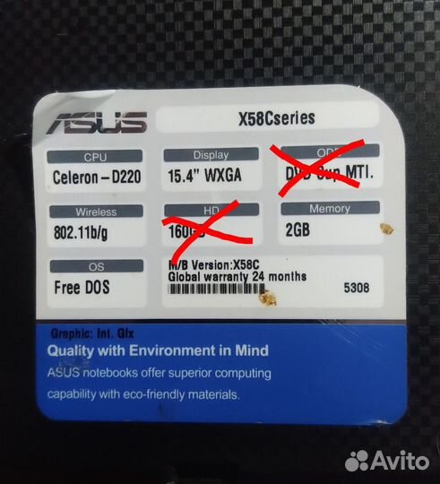 Ноутбук asus X58C