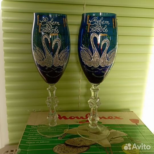 Свадебные бокалы Гусь хрустальный