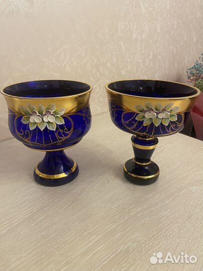 Конфетница цветная богемия стекло