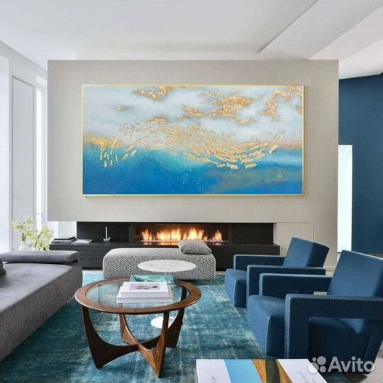 Картина на холсте маслом золотые рыбки