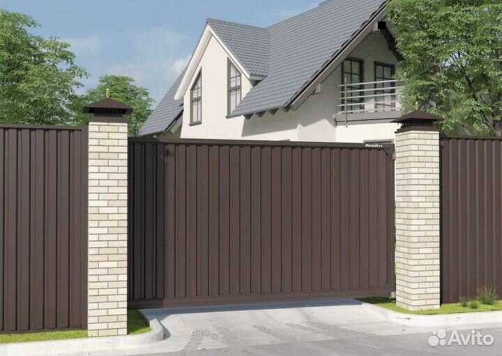 Ворота откатные алюминиевые с заполнен Prestige