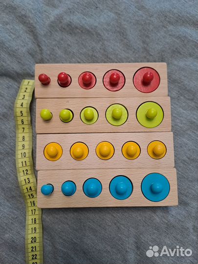 Сортер Монтессори Деревянные цилиндры (цветные)