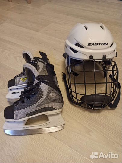 Хоккейный шлем детский easton,коньки graf р. 26