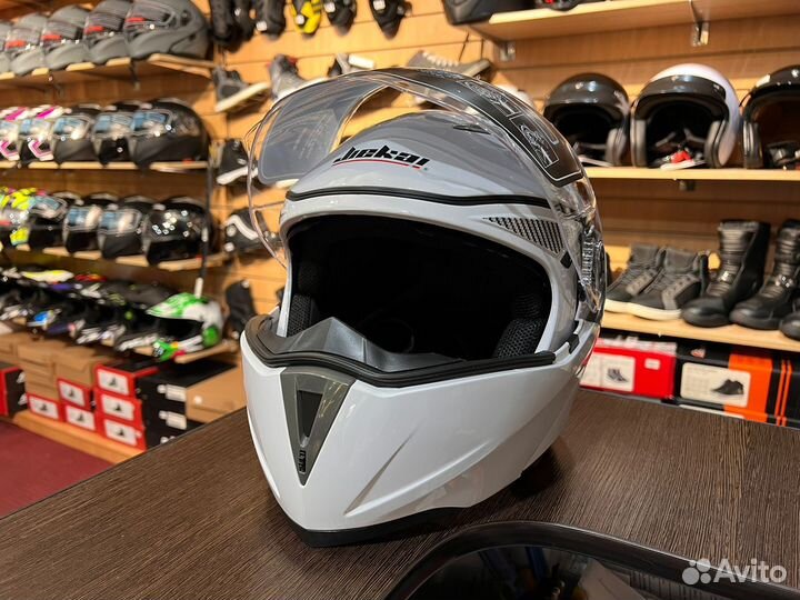 Мото шлем модуляр экипировка белый