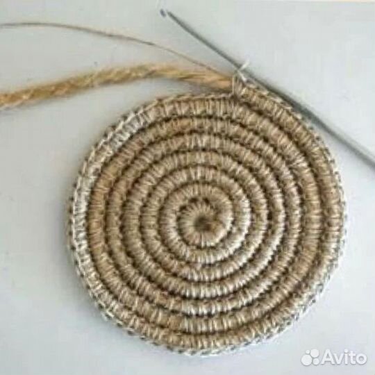 Круглый ковер из джута 1м