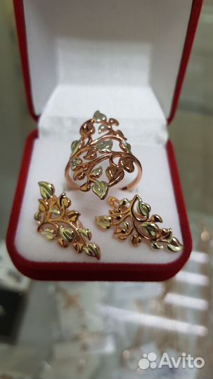 Кольцо,серьги,набор